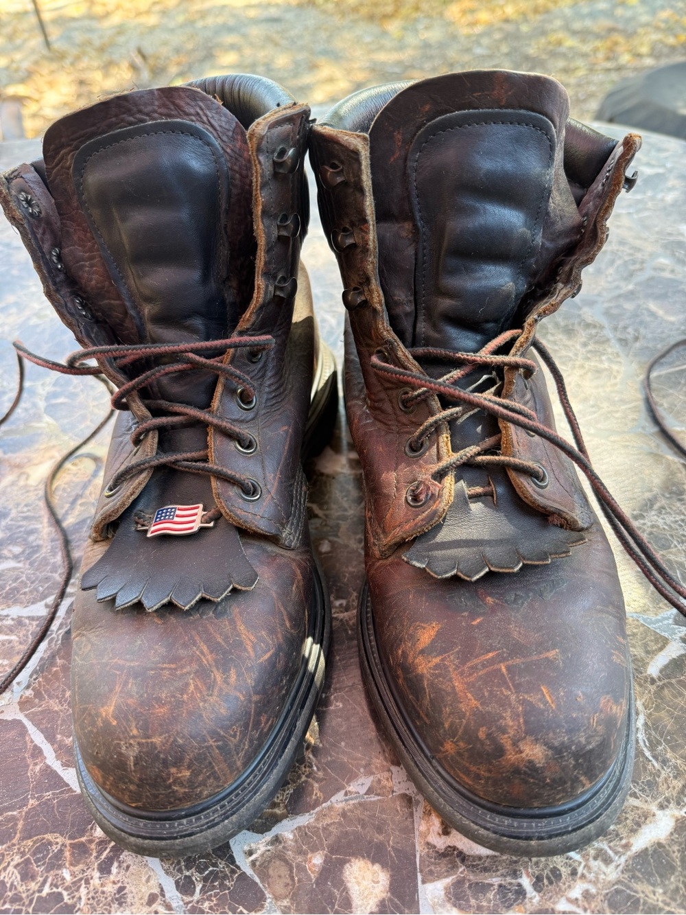 Red Wing Brown Leather Lace-Up Work Boots, womens